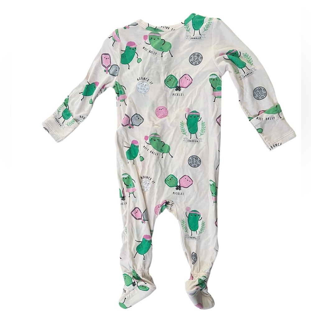 Angel Dear baby pickleball One Piece Footie - Pink and Green - Picture 2 of 6
